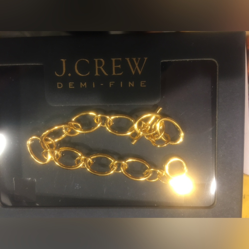 J. Crew NWT Gold Link Bracelet demi fine 925 silver plated with 14k gold